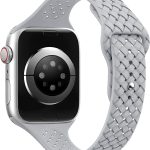 HOTLOVE Silicone Slim Bands Compatible with Apple Watch Band 38mm 40mm 41mm 42mm 44mm 45mm 49mm, Slim Thin Narrow Sport Strap Breathable Wristbands for iWatch Ultra Series SE 8 7 6 5 4 3 2 Women Men